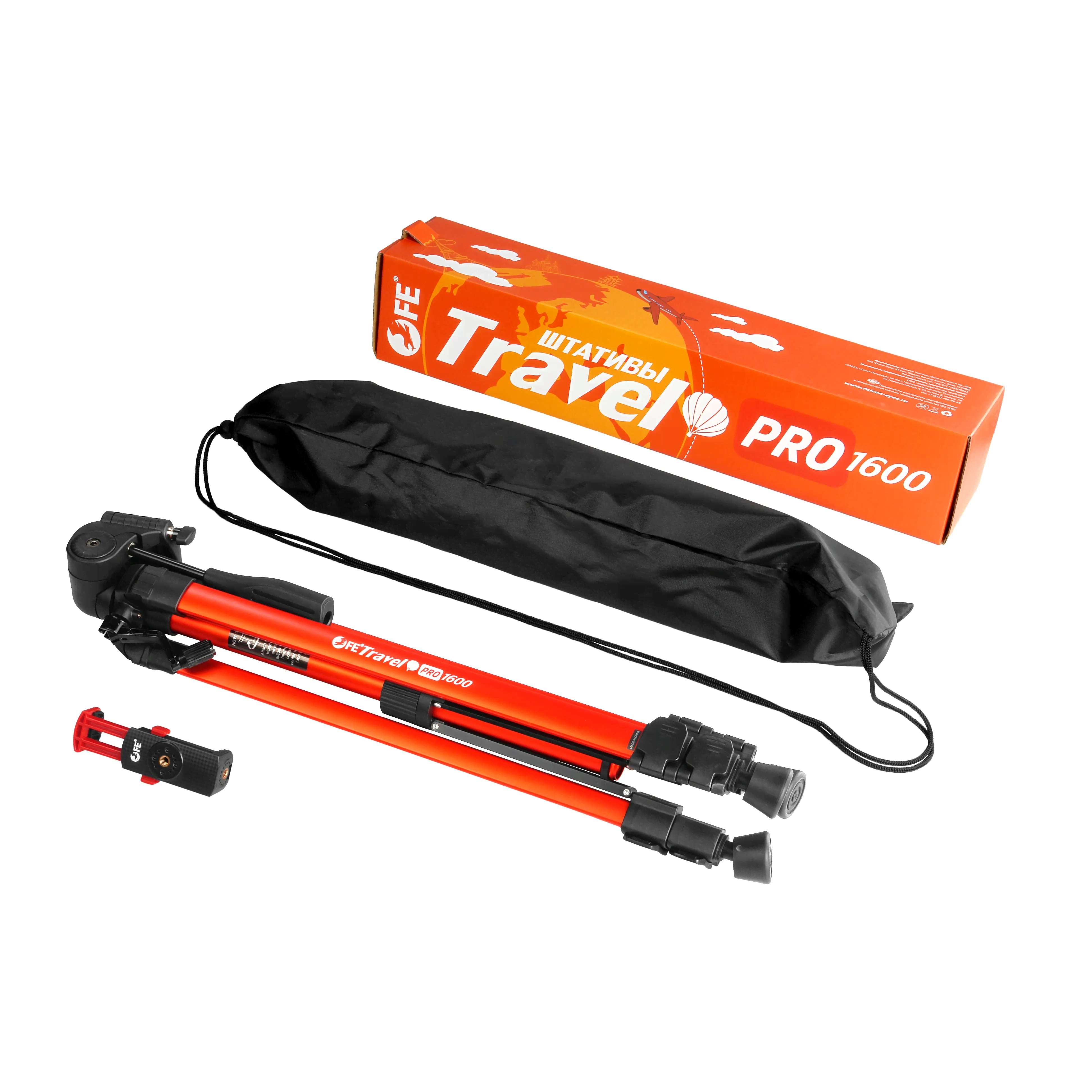 Компактный штатив с держателем для телефона Falcon Eyes Travel PRO 1600 (высота 160см)-4