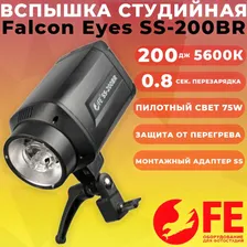 Вспышка Falcon Eyes SS-200BR (5600K 200Дж Gn38 пилот 75W) 1/800c студийная 220V